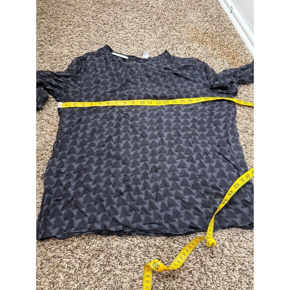 Sibel Saral 100% Silk Blouse Womens L Sheer Lightweight Geometric Quiet Luxury - Picture 7 of 8